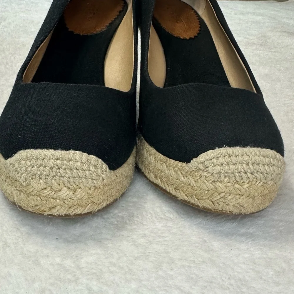 J. Crew Black Seville Espadrille Canvas Jude Wedges Size 9